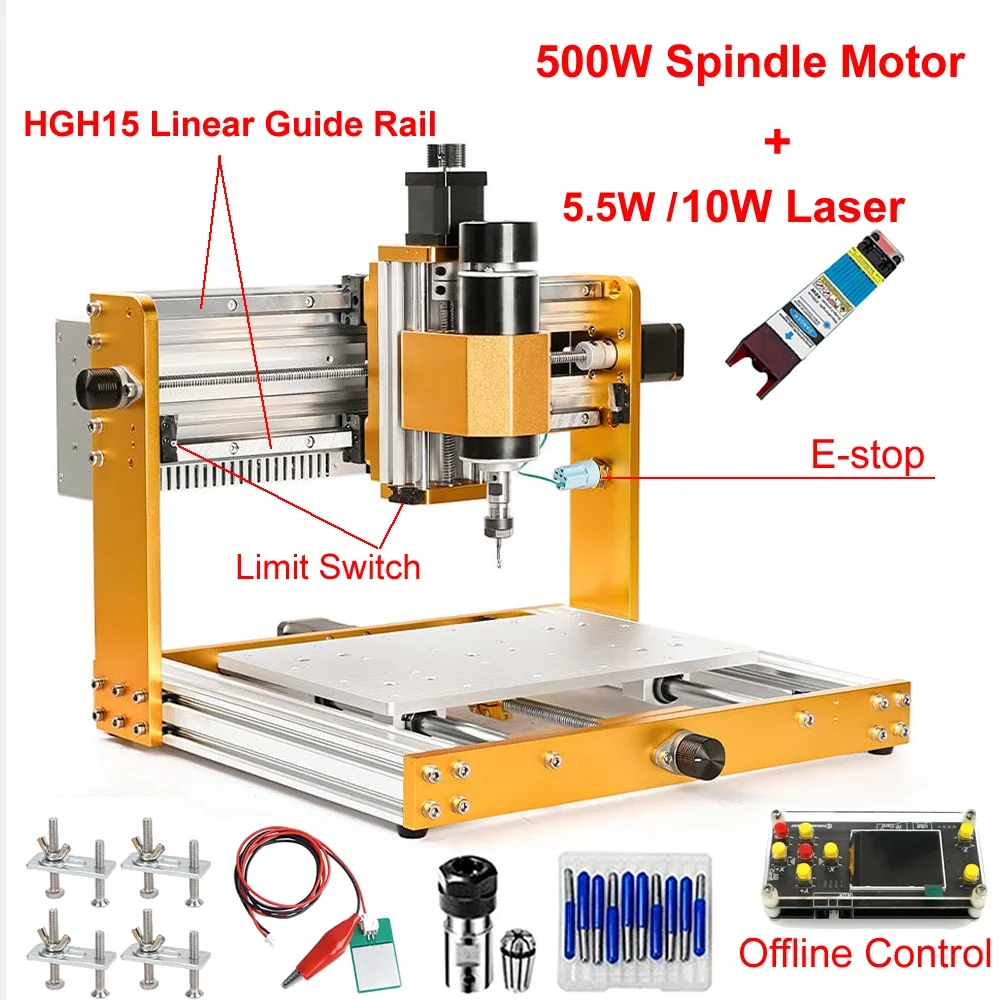 Mini Laser Engraver Cnc Router - Linear Guide Rail Offline Aluminum Mini
